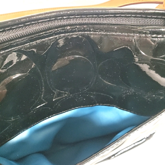 Coach Black Tote Patent Leather Turn Lock Blue - Picture 9 of 14